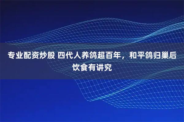 专业配资炒股 四代人养鸽超百年，和平鸽归巢后饮食有讲究
