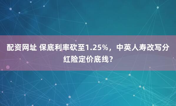 配资网址 保底利率砍至1.25%，中英人寿改写分红险定价底线？